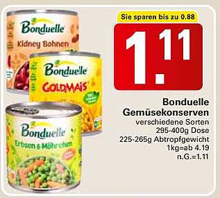 Bonduelle Gemüsekonserven verschiedene Sorten 295-400g Dose