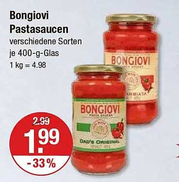 Bongivi Pastasaucen verschiedene Sorten je 400-g-Glas