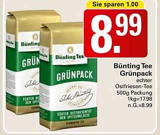 Büning Tee Grünpack 500g - Echter Ostfriesen-Tee