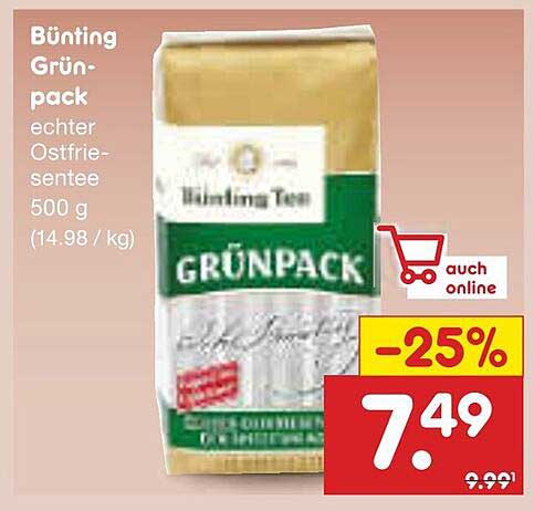 Bünting Grünpack 500 g - Echter Ostfriesentee