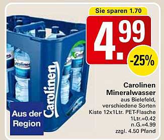 Carolinens Mineralwasser 12x1L PET-Flasche