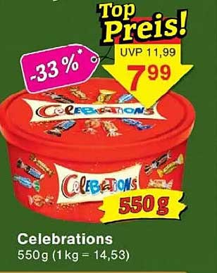 Celebrations Schokoladenmix - 550g für nur 7,99 €