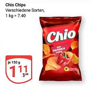 Chio Chips - Verschiedene Sorten, 150 g für 1,11 €