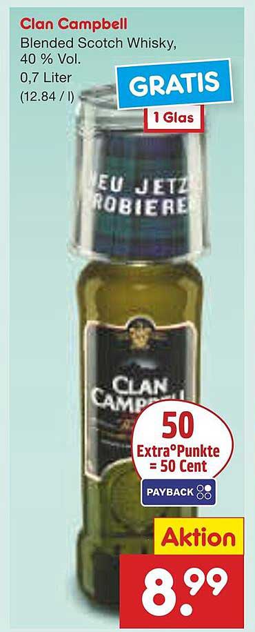Clan Campbell Blended Scotch Whisky, 0,7 Liter, 40 % Vol.