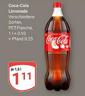 Coca-Cola Limonade, verschiedene Sorten, PET-Flasche