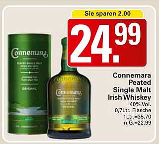 Connemara Peated Single Malt Irish Whiskey 0,7L Flasche