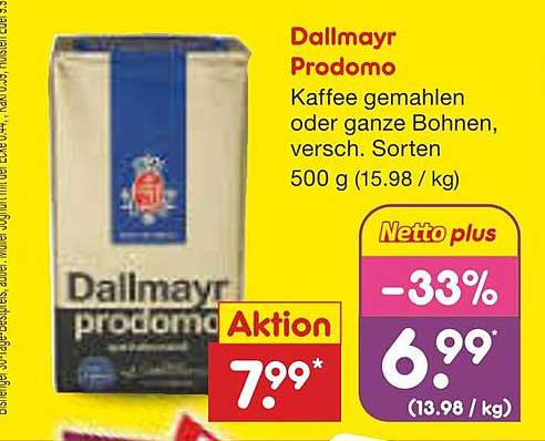 Dallmayr Prodomo Kaffee gemahlen oder ganze Bohnen, 500 g