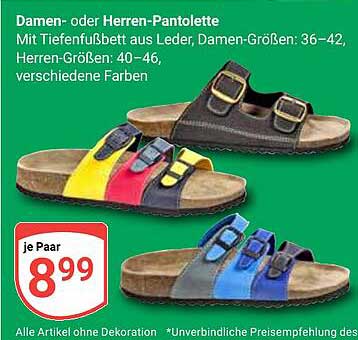 Damen- oder Herren-Pantolette mit Tiefenfußbett aus Leder