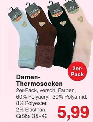 Damen-Thermosocken 2er-Pack - verschiedene Farben