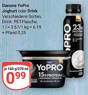 Danone YoPro Joghurt oder Drink - Verschiedene Sorten