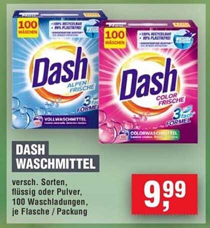DASH Waschmittel - Verschiedene Sorten, flüssig oder Pulver, 100 Waschladungen