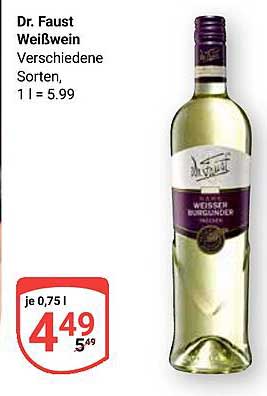 Dr. Faust Weißwein - Verschiedene Sorten, 0,75 l für 4,49 €