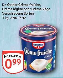 Dr. Oetker Crème fraîche, Crème légère oder Crème Vega - Verschiedene Sorten
