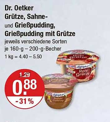 Dr. Oetker Grütze, Sahne- und Grießpudding, Grießpudding mit Grütze