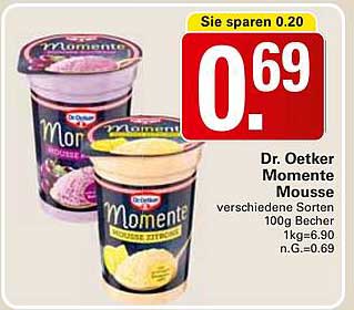 Dr. Oetker Momente Mousse verschiedene Sorten 100g Becher