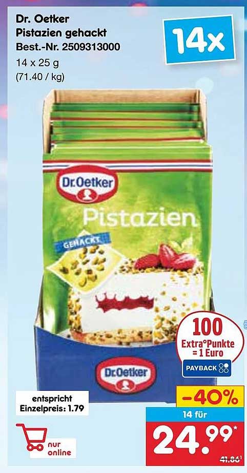 Dr. Oetker Pistazien gehackt - 14x25 g