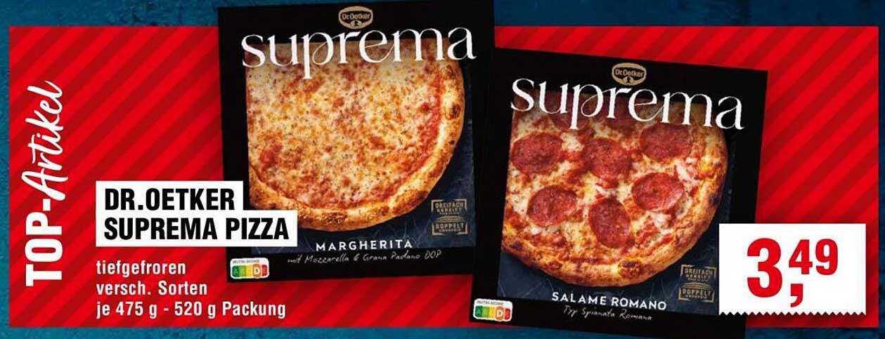 Dr. Oetker Suprema Pizza - Margherita & Salame Romano, 475 g - 520 g Packung