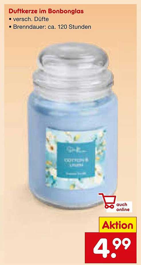 Duftkerze im Bonbonglas - verschiedene Düfte, Brenndauer ca. 120 Stunden