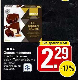EDEKA Genussmomente Eis-Zimtsterne oder Tannenbäume gefrostet 5/6er Packung