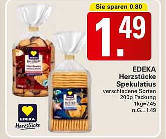 EDEKA Herzstücke Spekulatius 200g Packung