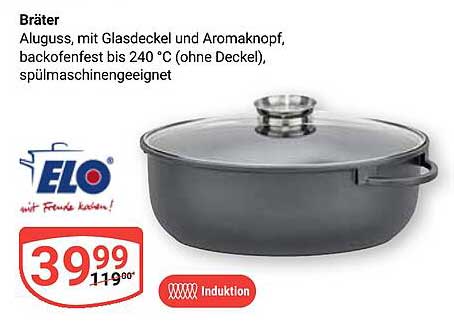ELO Bräter mit Glasdeckel und Aromaknopf