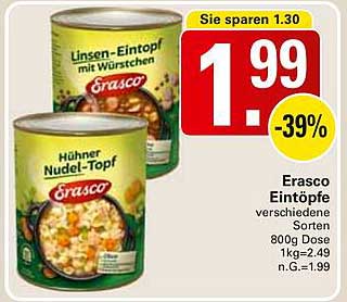 Erasco Eintöpfe verschiedene Sorten, 800g Dose