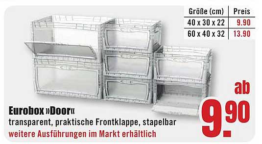 Eurobox »Door« - Transparent, Praktische Frontklappe, Stapelbar