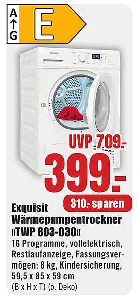 Exquisit Wärmepumpentrockner »TWP 803-030«