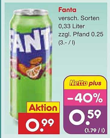 Fanta verschiedene Sorten 0,33 Liter