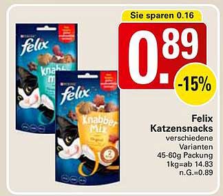Felix Katzen Snacks verschiedene Varianten 45-60g