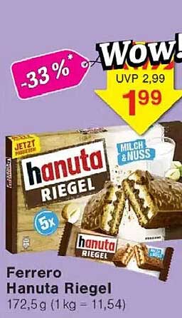 Ferrero Hanuta Riegel 172,5 g – Jetzt zum Aktionspreis!