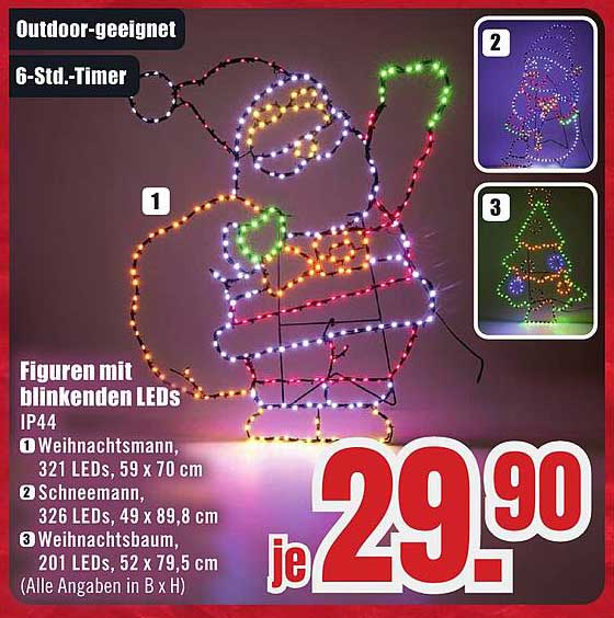 Figuren mit blinkenden LEDs - Weihnachtsmann, Schneemann und Weihnachtsbaum