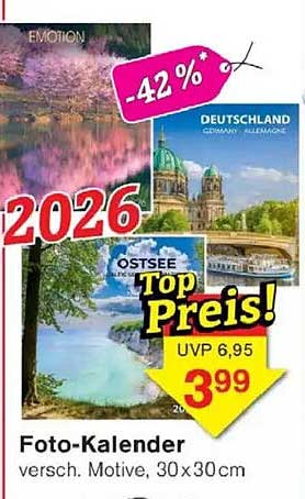 Foto-Kalender 2026 - Verschiedene Motive, 30x30 cm