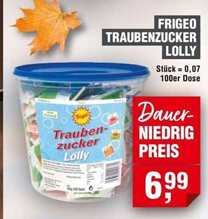 FRIGEO Traubenzucker Lolly 100er Dose