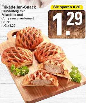 Frikadellen-Snack - Plunderteig mit Frikadelle und Currysauce