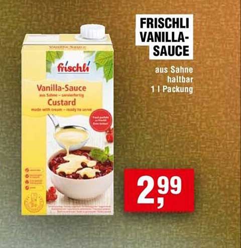 FRISCHLI VANILLA-SAUCE aus Sahne - haltbar 1 l Packung