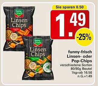 funny-frisch Linsen- oder Pop-Chips 80/90 g Beutel
