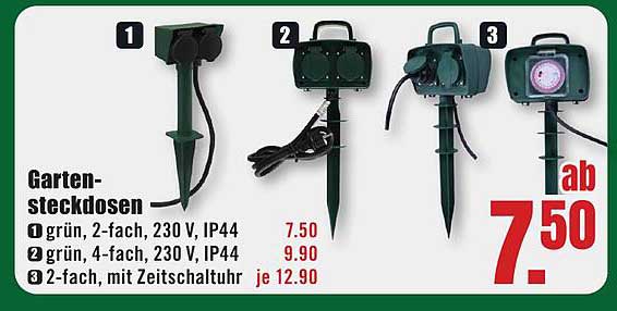 Gartensteckdosen - grün, 2-fach, 230 V, IP44