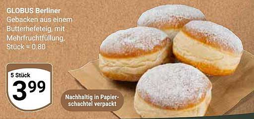 GLOBUS Berliner - Gebacken aus einem Butterehefeteig mit Mehrfruchtfüllung