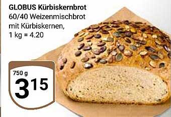 GLOBUS Kürbiskernbrot 750 g für nur 3,15 €