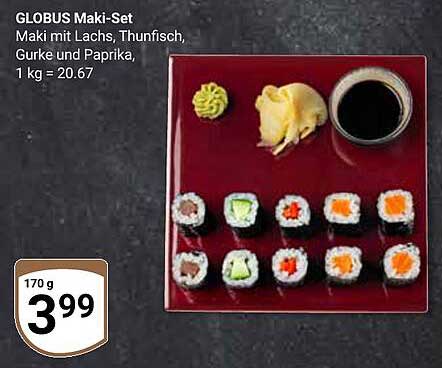 GLOBUS Maki-Set mit Lachs, Thunfisch, Gurke und Paprika