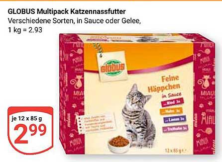 GLOBUS Multipack Katzennassfutter - verschiedene Sorten, in Sauce oder Gelee