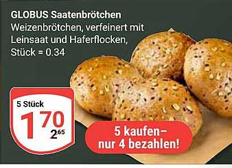 GLOBUS Saatenbrötchen - 5 Stück für 1,70 €