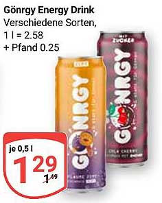 Gönrgy Energy Drink, verschiedene Sorten - 0,5 l für nur 1,29 €