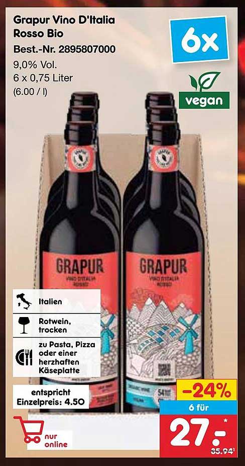 Grapur Vino D'Italia Rosso Bio – 6 Flaschen