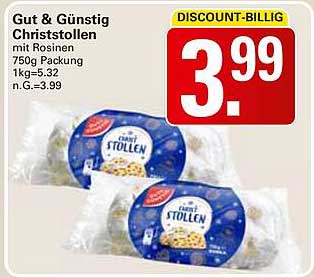 Gut & Günstig Christstollen mit Rosinen 750g