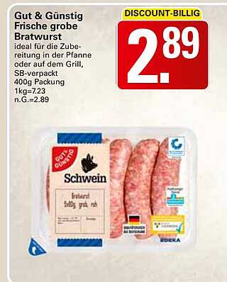 Gut & Günstig Frische grobe Bratwurst