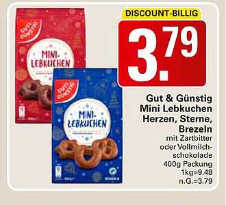 Gut & Günstig Mini Lebkuchen Herzen, Sterne, Brezeln
