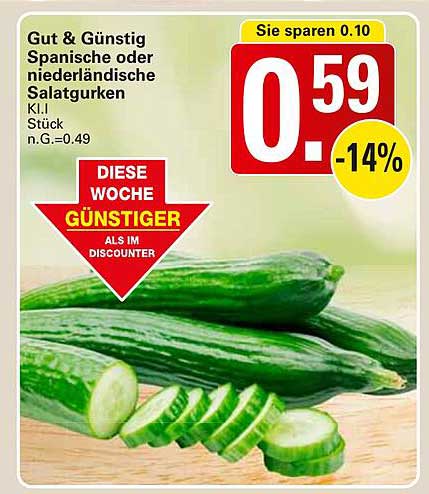 Gut & Günstig Spanische oder niederländische Salatgurken