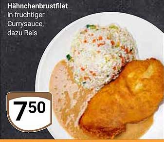 Hähnchenbrustfilet in fruchtiger Currysauce, dazu Reis